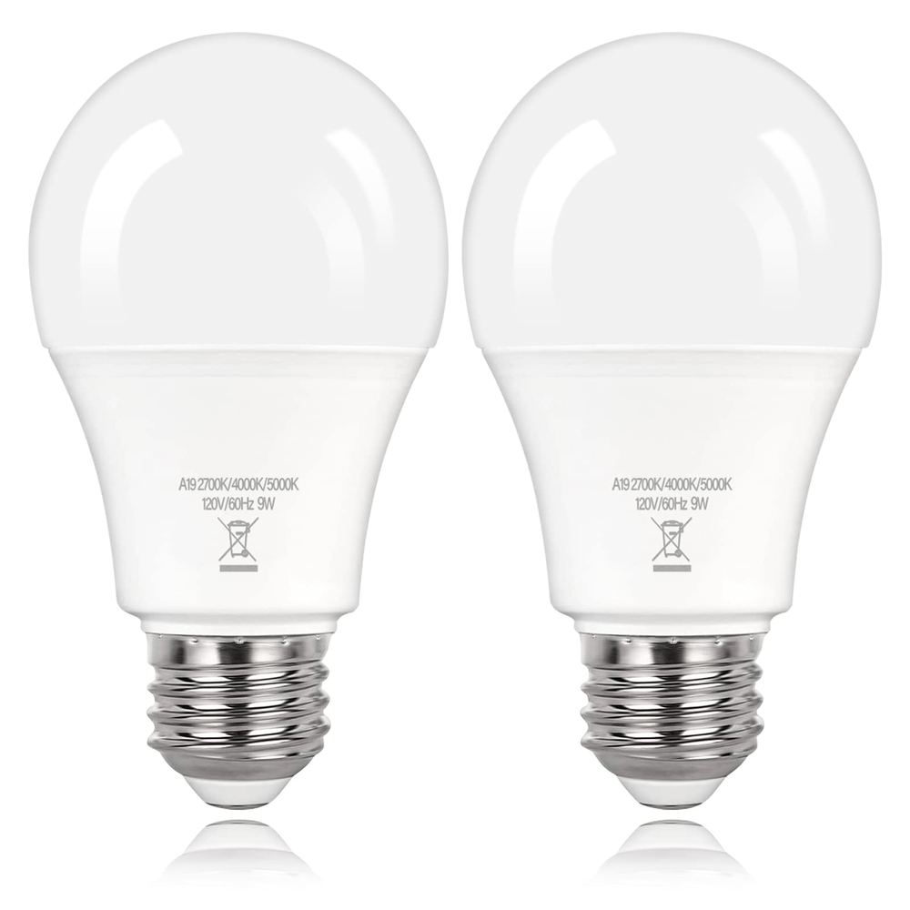A19 LED Bulbs with 3 Colour Modes, 2-Pack — 60W Equivalent