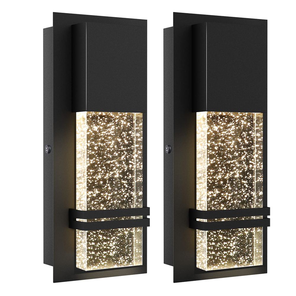 Crystal Bubble LED Wall Sconce, 2-Pack — Matte Black, 12W
