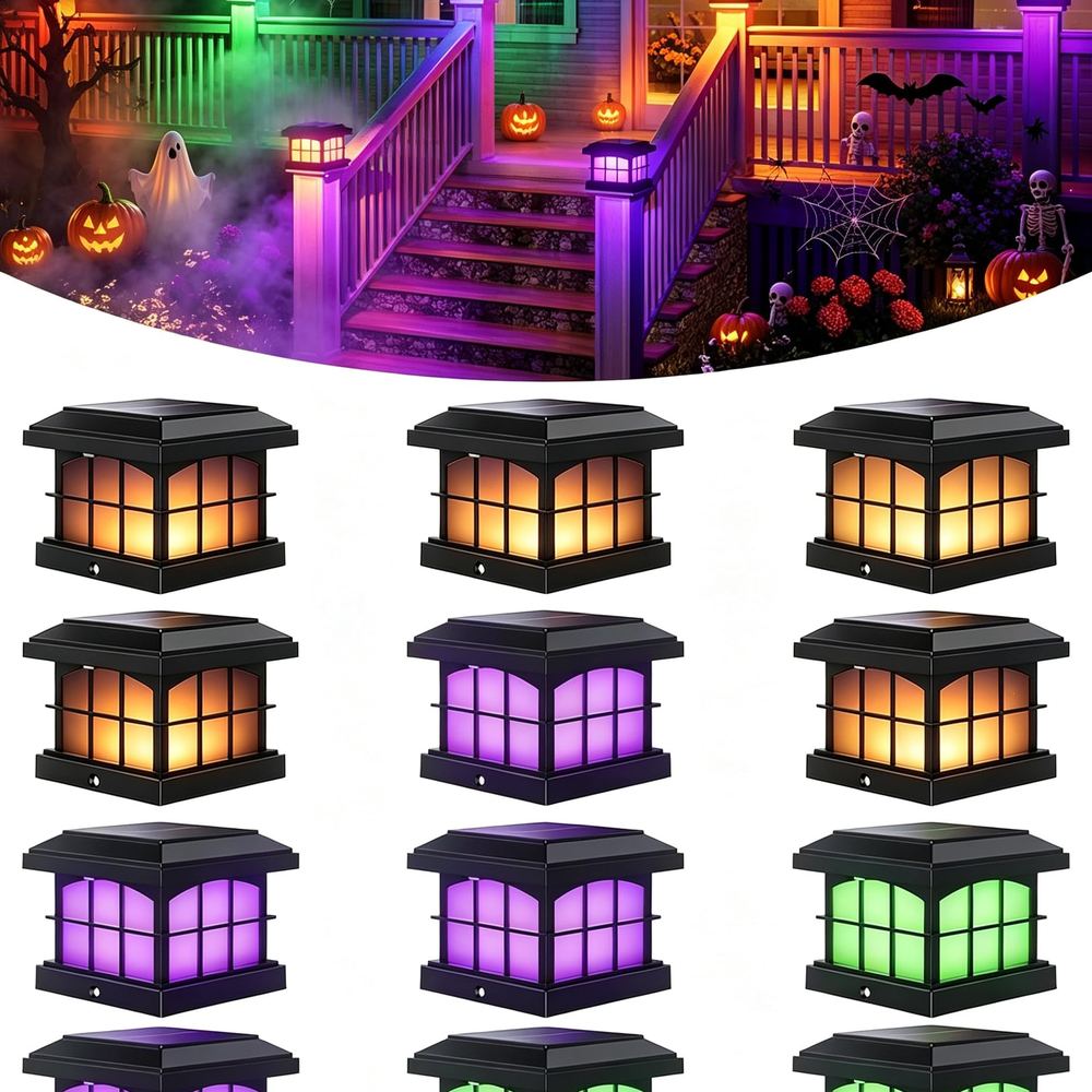 Solar Post Cap Lights, 12-Pack — 9 Colours, Fits 4×4 Posts
